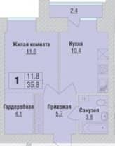 1-комнатная квартира | ЖК «Солнечные часы» | 11.8